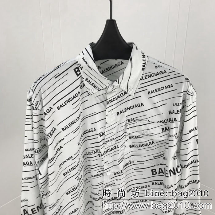 Balenciag@19ss秋冬新款襯衣 全身印花logo 定制絲光混紡面料 高版本情侶款 ydi2363
